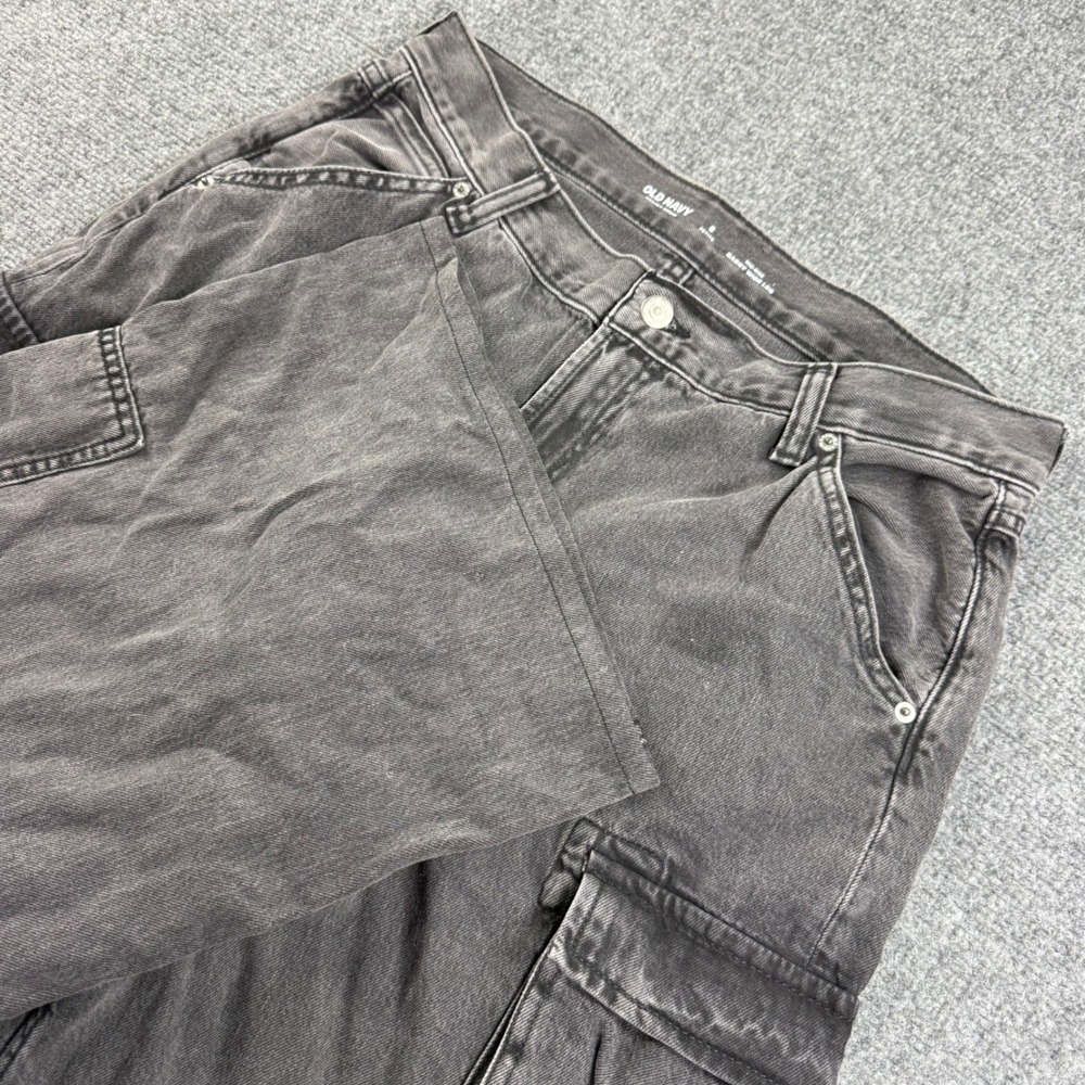 Old Navy Baggy Wide Leg Cargo Pants 8 Petite Gray Drapey Denim Mens